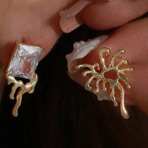 1 Pair XUPING Classic Style Irregular Copper 18K Gold Plated Ear Studs